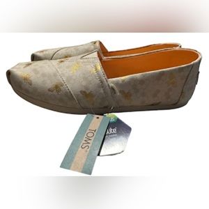 TOMS alpargata loafer, birch, gold foiled bumble bee